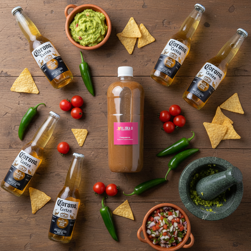 Corona (6 Un) y Premix Michelada El Zocalo 500 Ml Clamato Y Limón